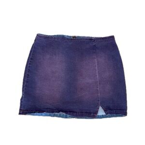 Purple/Pink Wash Stretch Denim Mini Skirt